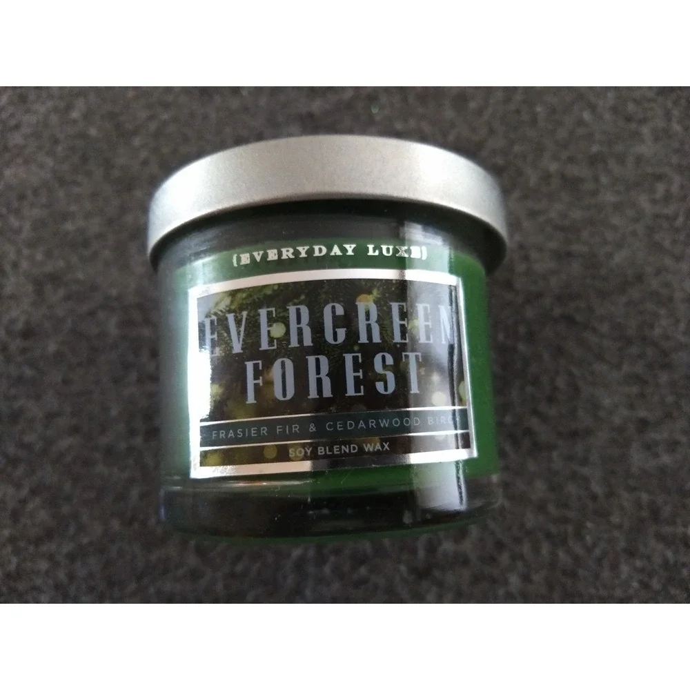 Everyday‎ Luxe Candle Evergreen Forest Glass Jar Lid 3.5oz Soy Blend Wax USA NEW
